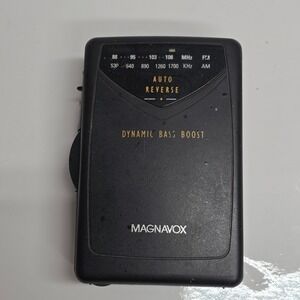 Magnavox AQ6545 Portable Cassette Player AM FM Radio Black Bass Boost Retro Tech